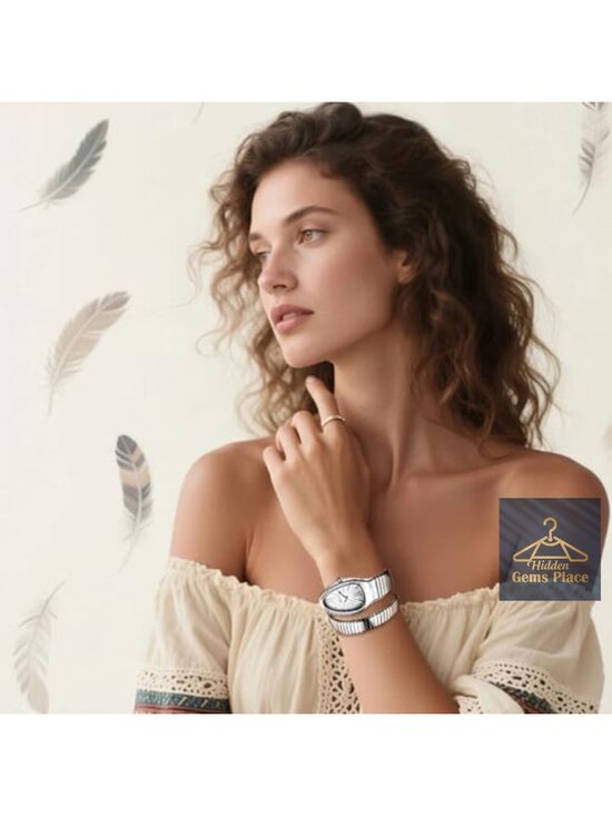 Snake Face Watch Women Teardrop Dial Mother of Pearl Blue Roman Numerals main image 6